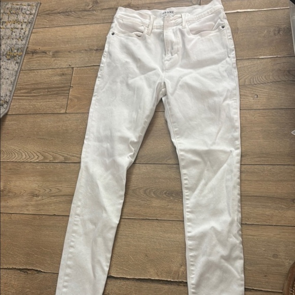 Frame Denim White Skinny Jeans Versatile Style